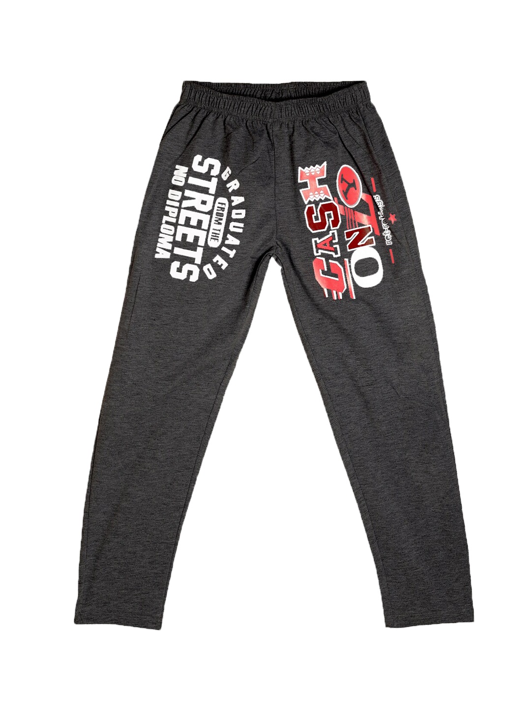 

Fashionable Kids Mid-Rise Typography Printed Pure Cotton Track Pant, Charcoal