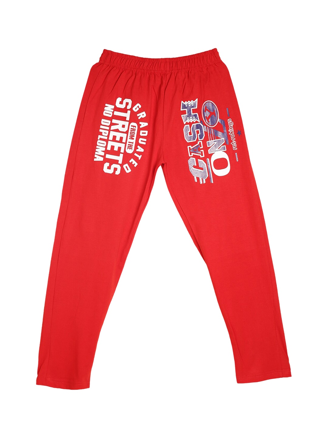 

Fashionable Kids Mid-Rise Typography Printed Pure Cotton Track Pant, Red