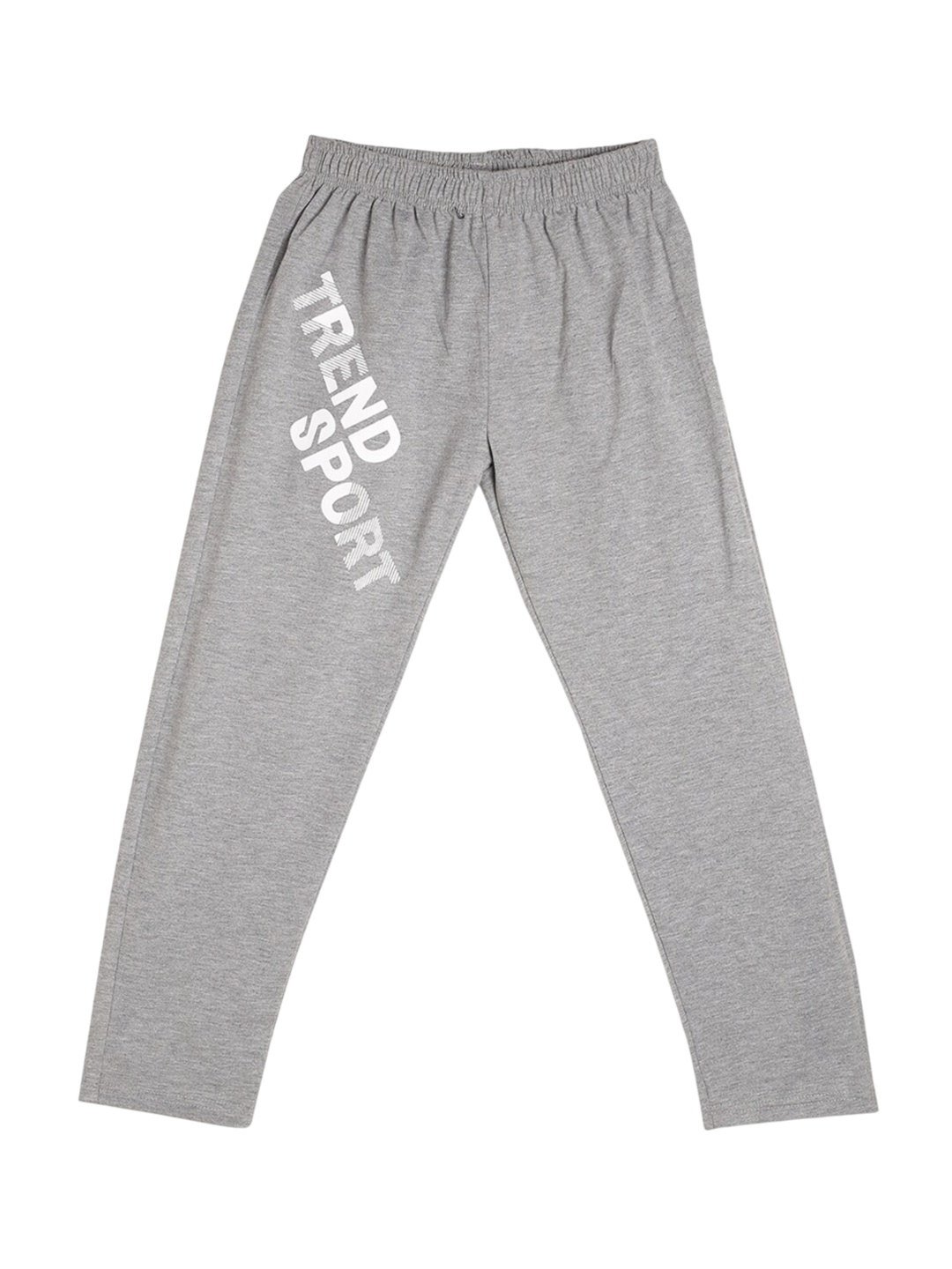 

Fashionable Kids Mid-Rise Typography Printed Pure Cotton Track Pant, Grey melange