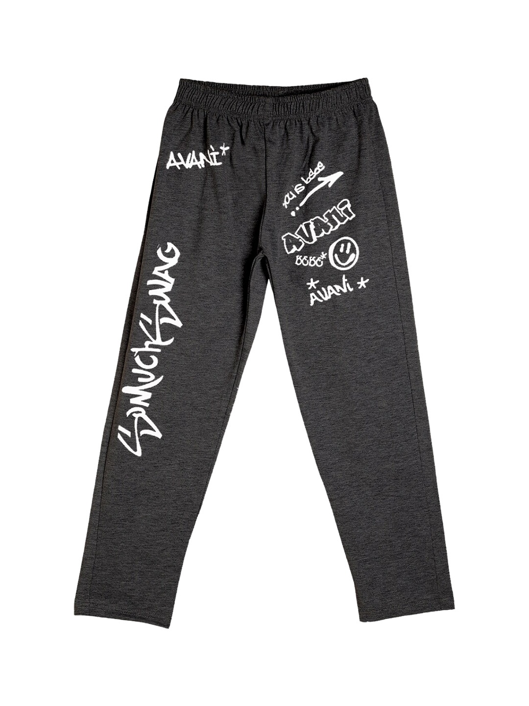 

Fashionable Kids Mid-Rise Typography Printed Pure Cotton Track Pant, Charcoal