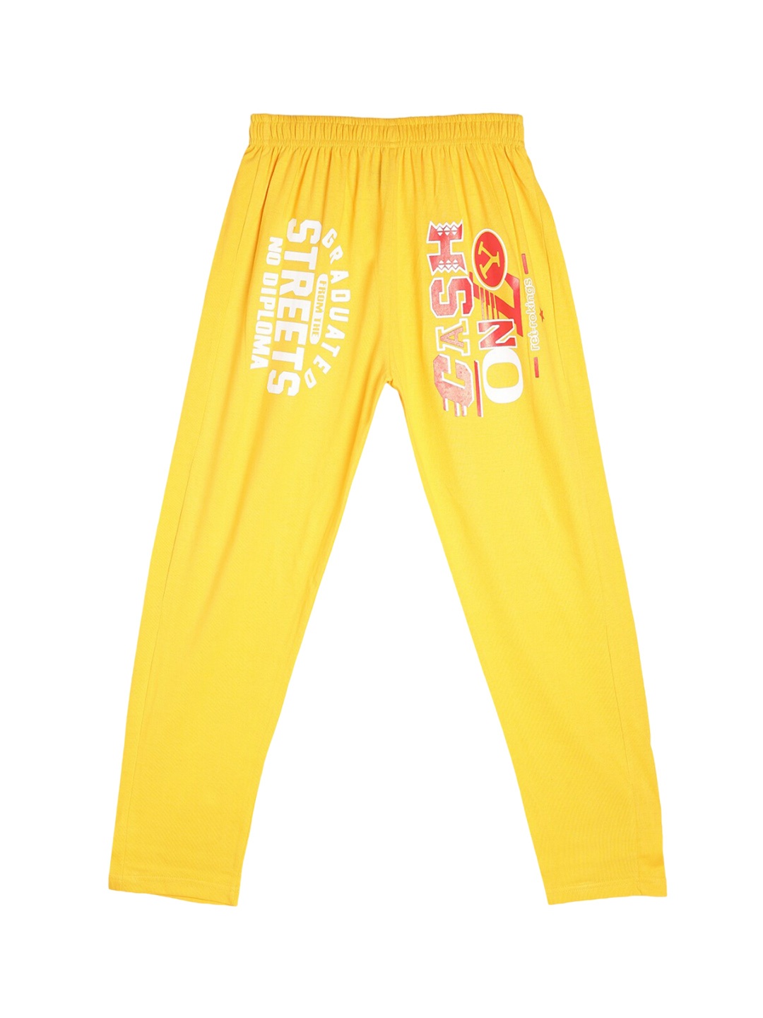 

Fashionable Kids Mid-Rise Typography Printed Pure Cotton Track Pant, Yellow