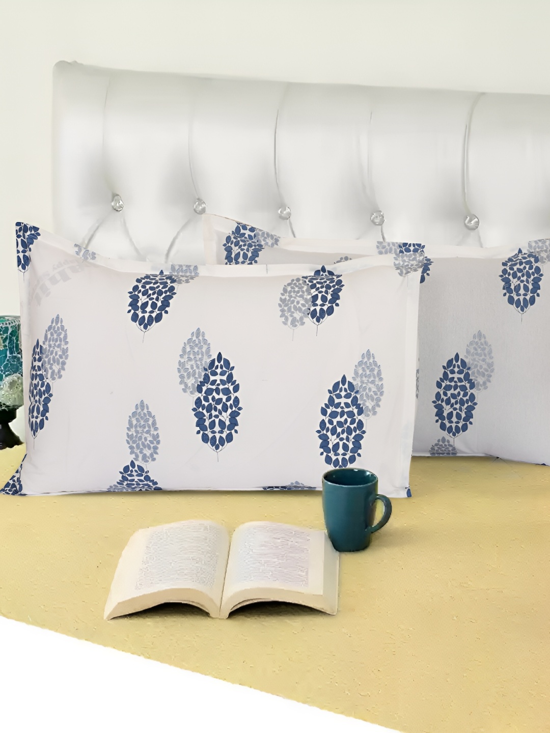 

MIYANBAZAZ Blue & White 2 Pieces Abstract Pure Cotton Rectangle Pillow Covers