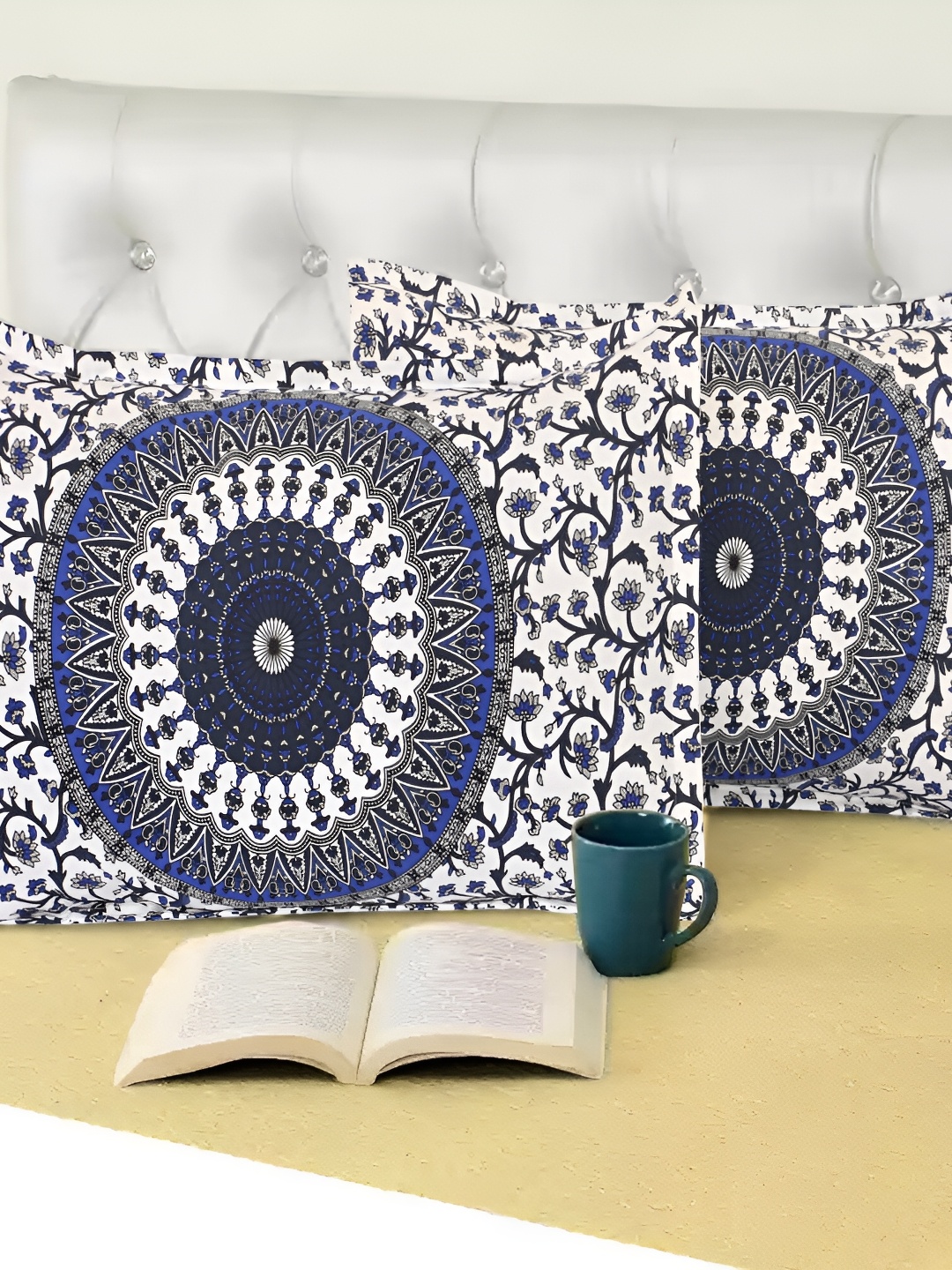 

MIYANBAZAZ Blue & White 2 Pieces Abstract Pure Cotton Rectangle Pillow Covers