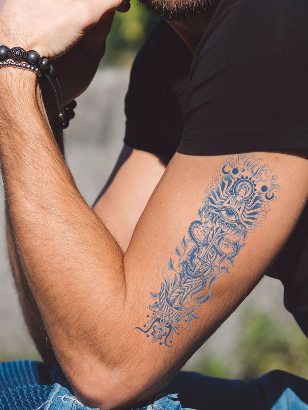 

LICK Matte Finish Realistic Semi Temporary Body Tattoo, Blue