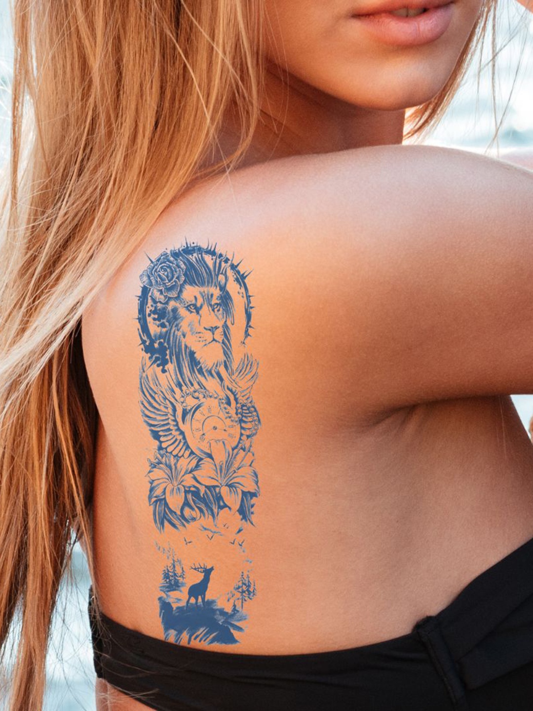 

LICK Matte Finish Realistic Semi Temporary Body Tattoo, Blue