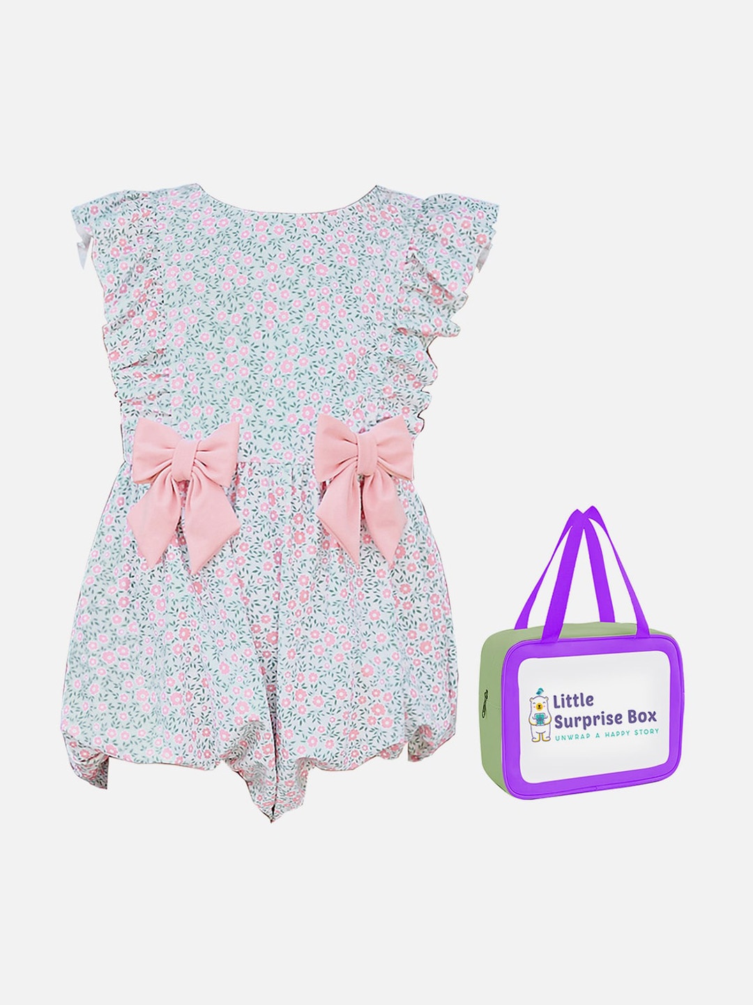 

Little Surprise Box LLP Girls Printed Swim Bodysuit With Bag and Swim Cap, Pink