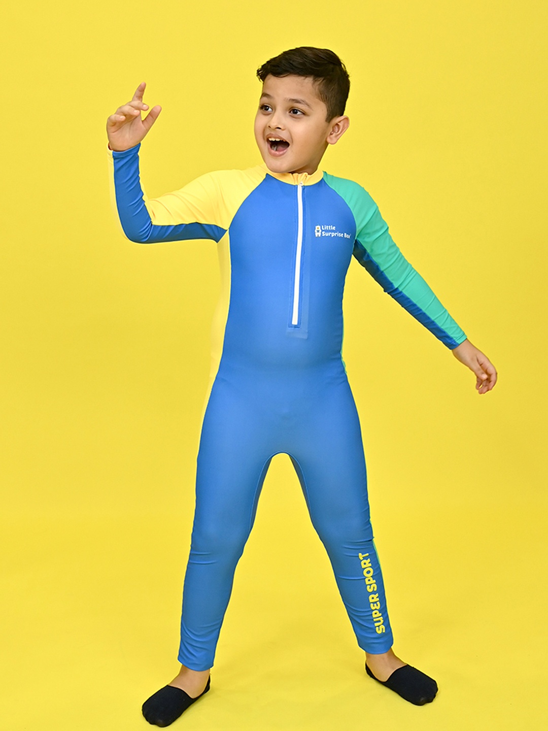 

Little Surprise Box LLP Kids Colourblocked Legsuit, Blue