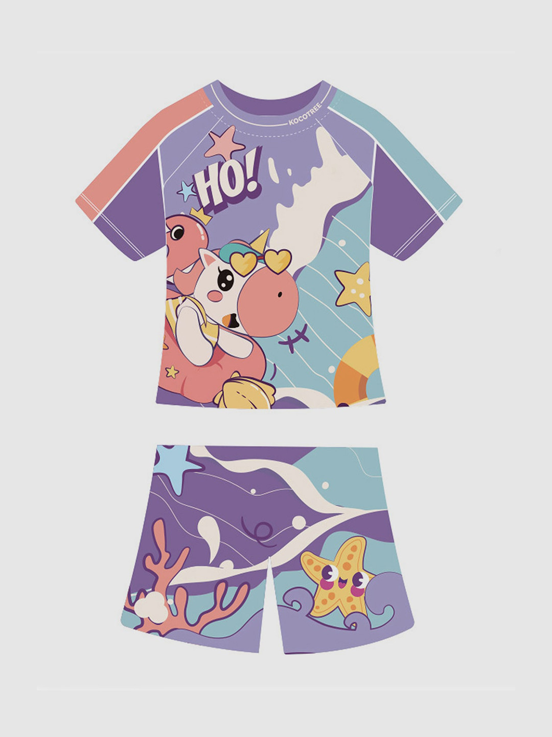 

Little Surprise Box LLP Kids Unicorn Printed Swim Set, Purple