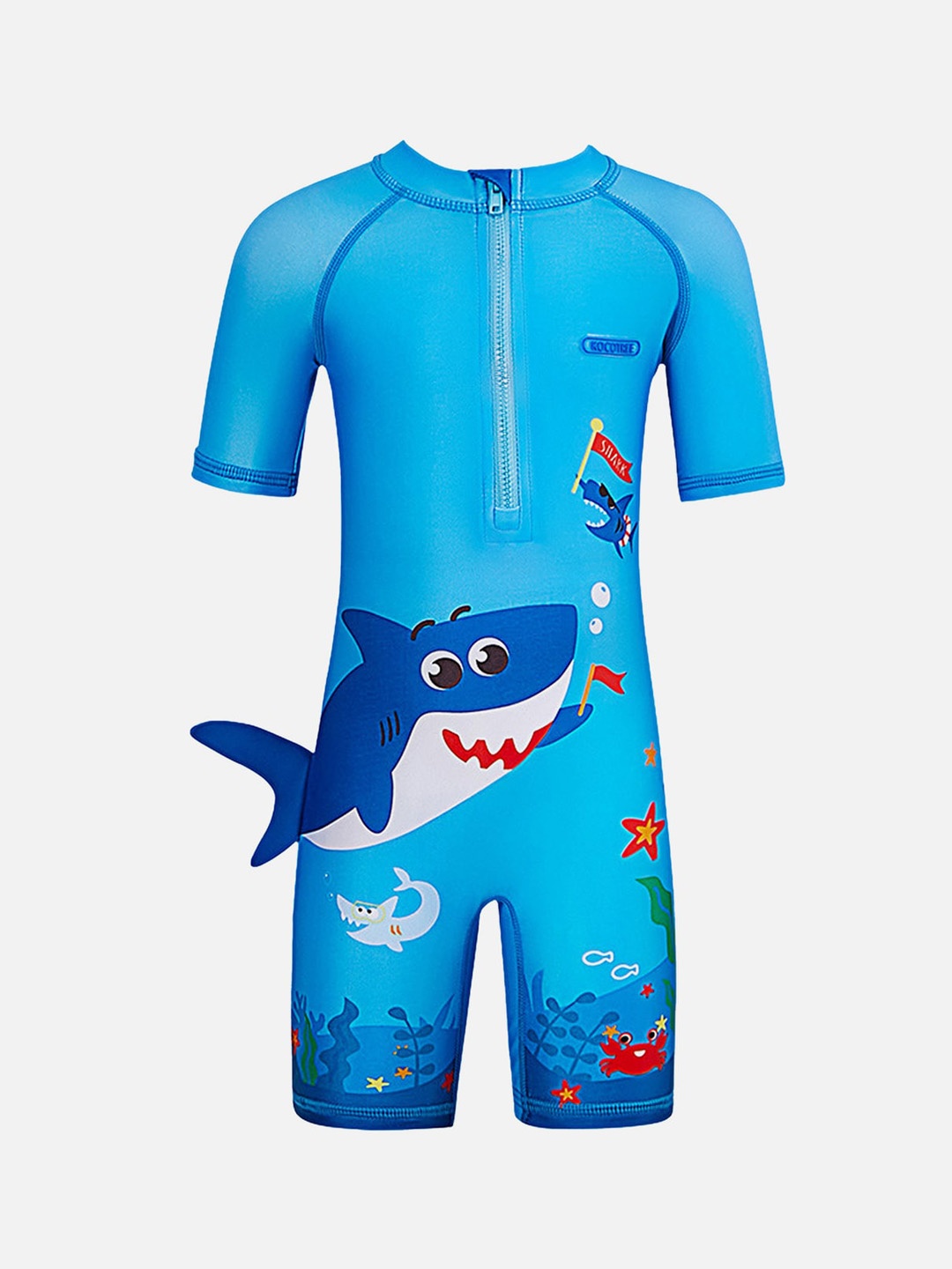 

Little Surprise Box LLP Kids Graphic Printed Legsuit With Swim Bag, Blue