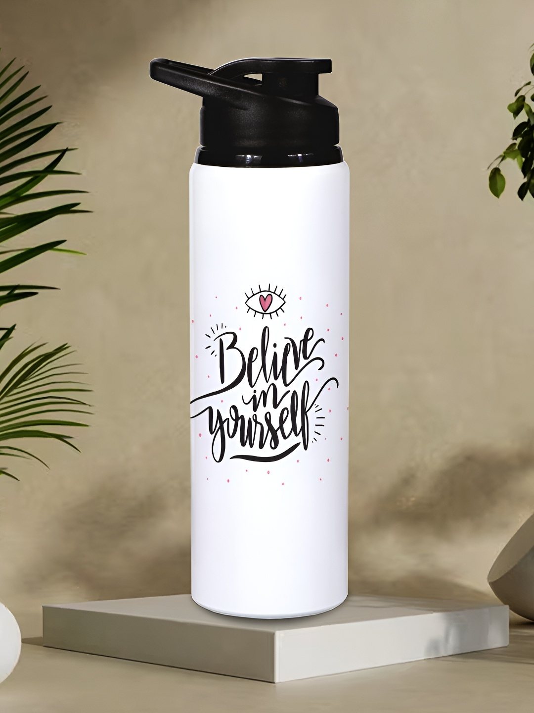 

MOTIVATE BOX White & Black Single Aluminium Printed Water Bottle
