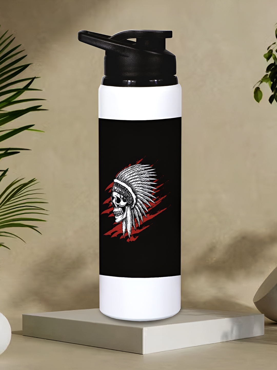 

MOTIVATE BOX White & Black Single Aluminium Printed Water Bottle