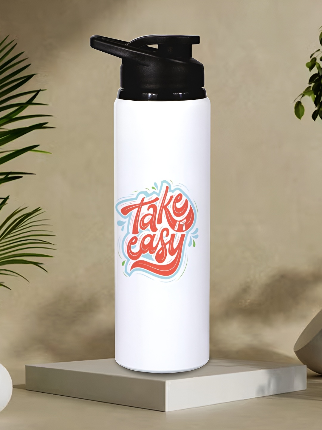 

MOTIVATE BOX White & Orange Single Aluminium Printed Water Bottle 750 ml