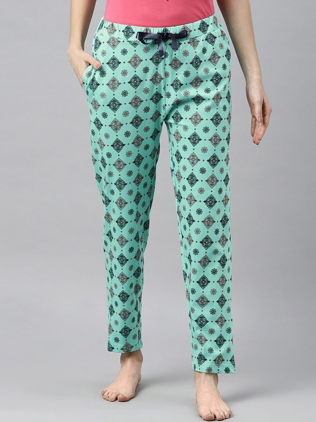 

Enviously Young Women Printed Pure Cotton Lounge Pants, Sea green