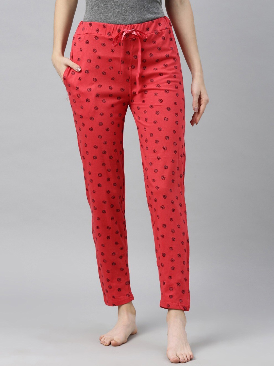 

Enviously Young Women Printed Pure Cotton Lounge Pants, Fuchsia