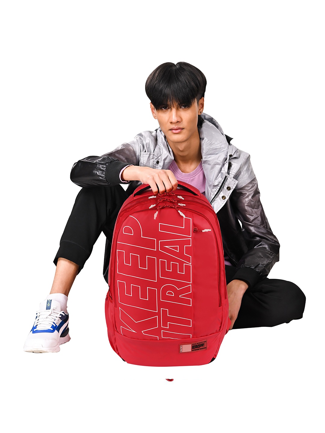 

Gear Kids Typography Printed Ergonomic Backpack, Red