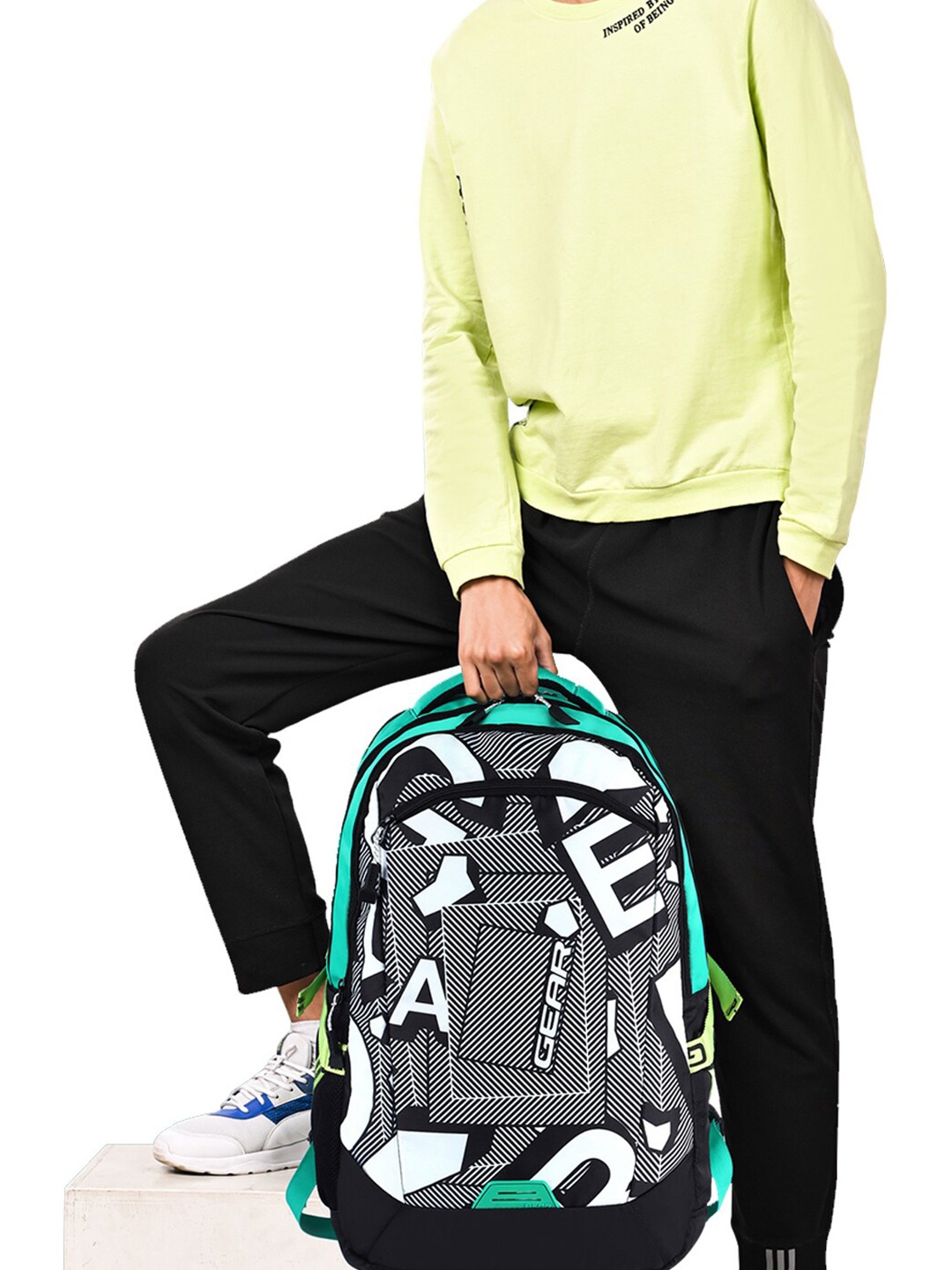 

Gear Kids Graphic Printed Backpack With Compression Straps, Green