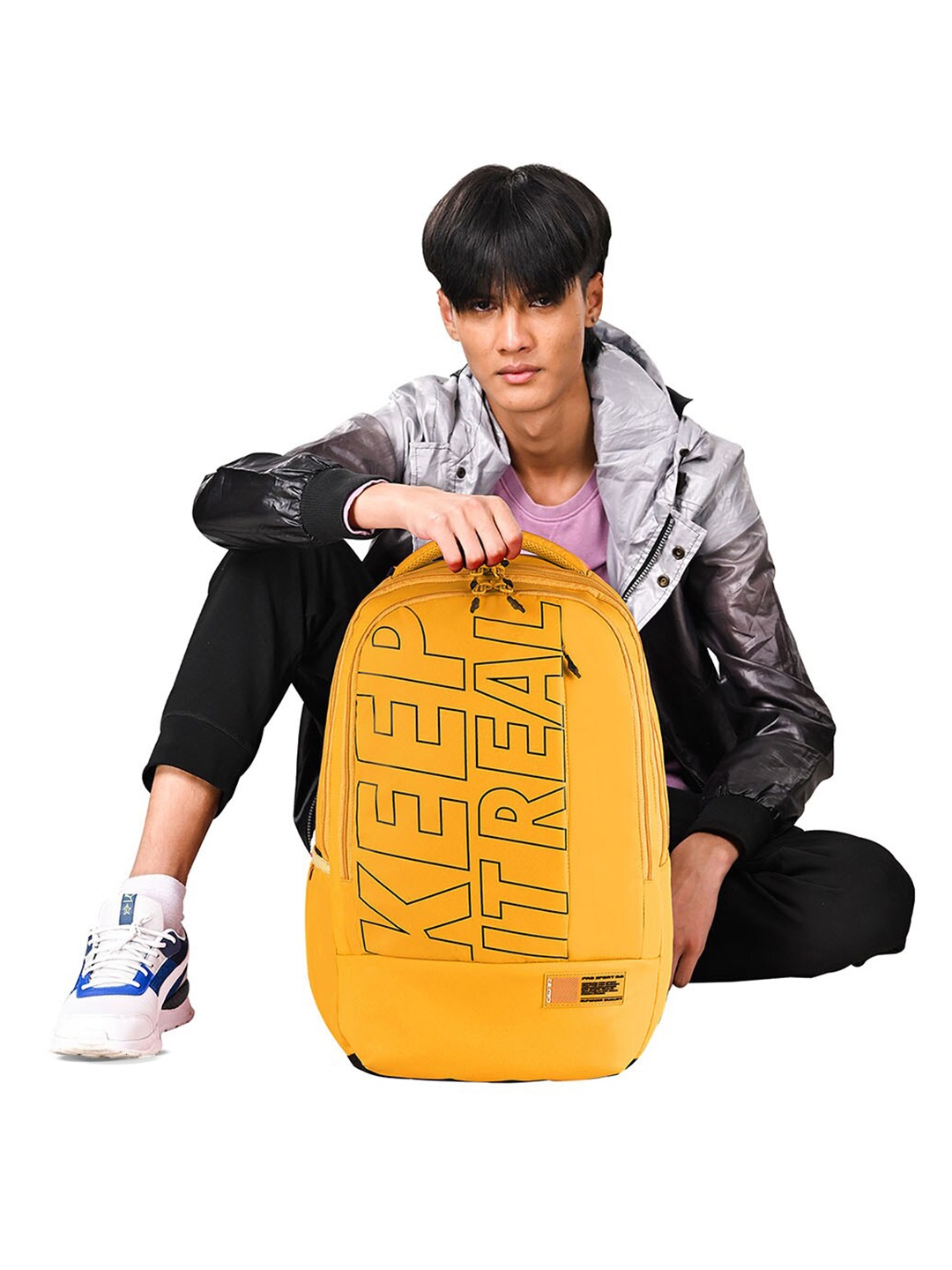 

Gear Kids Typography Printed Backpack, Yellow