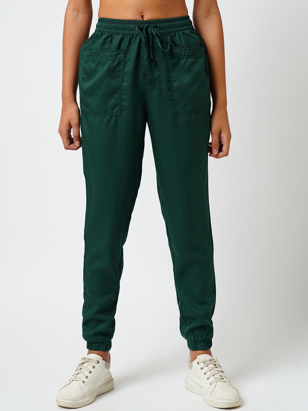 

Kraus Jeans Women Loose Fit High Rise Joggers Trousers, Green