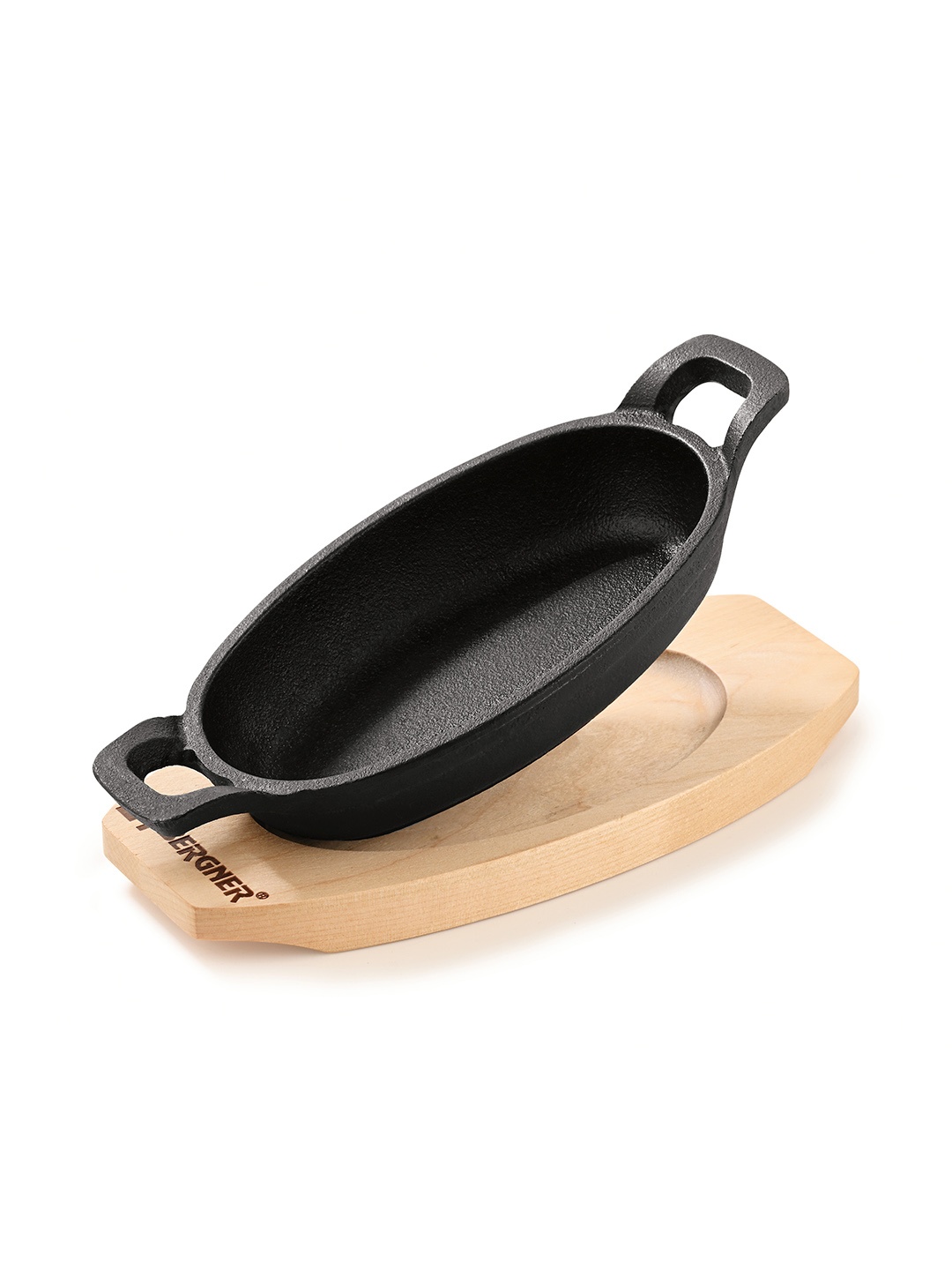 

BERGNER Cook & Share Induction Bottom Pre-Seasoned Cast Iron Mini Oval Pan 240ml, Black