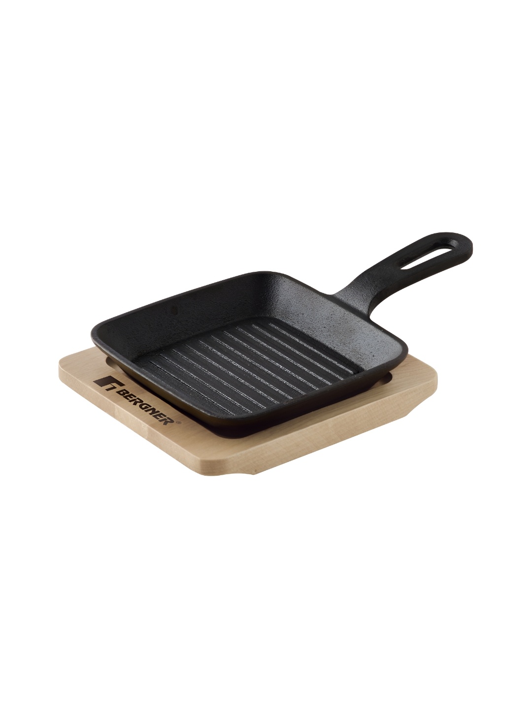 

BERGNER Pre-Seasoned Induction Bottom Cast Iron Grill Pan, Black