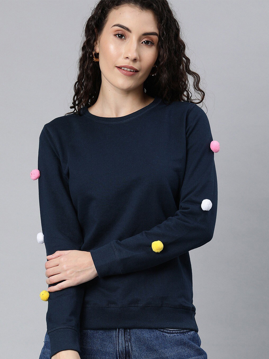 

Enviously Young Round Neck Pure Cotton Sweatshirt, Navy blue