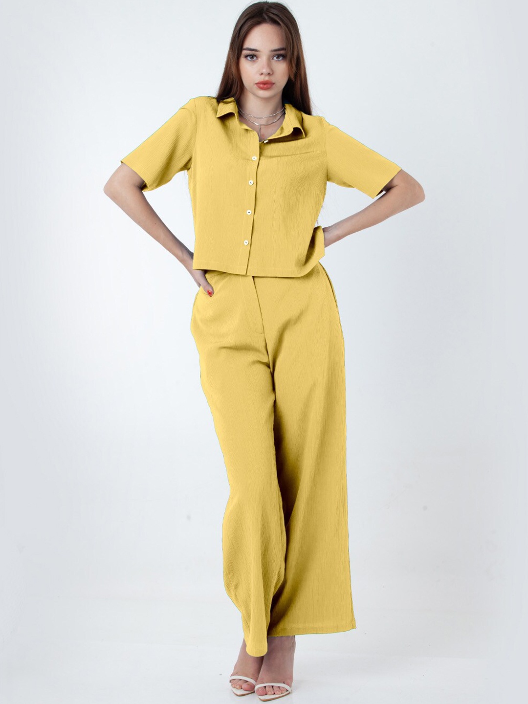 

Zink London Short Sleeves Shirt With Trouser, Yellow