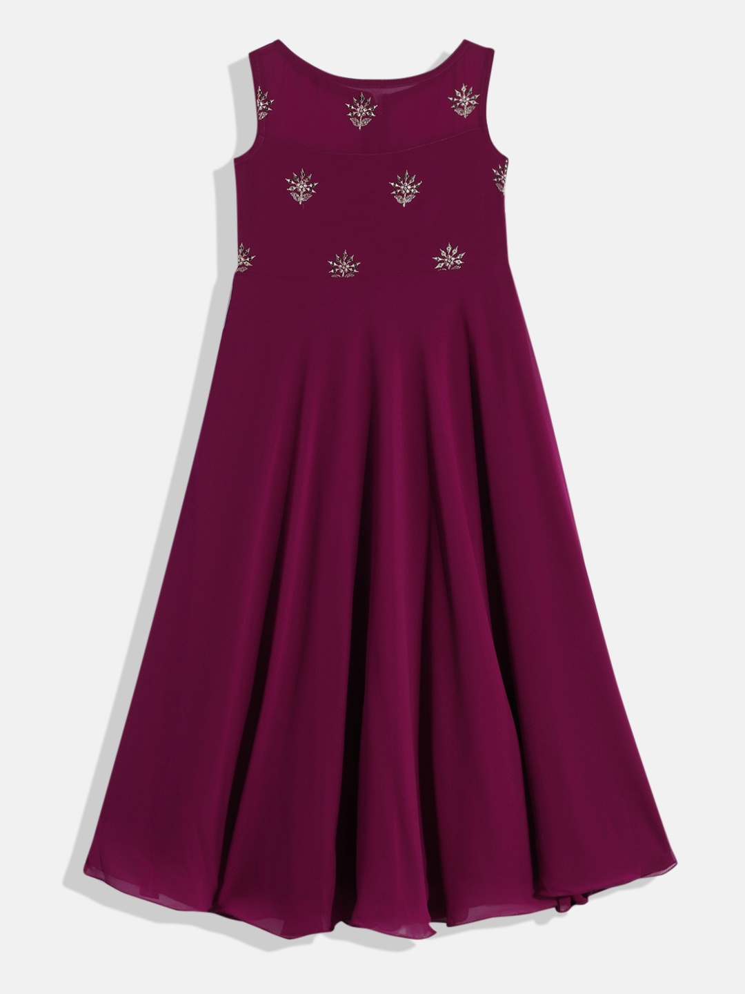 

Ethnovog Ethnic Motifs Embroidered Georgette Maxi Dress, Magenta