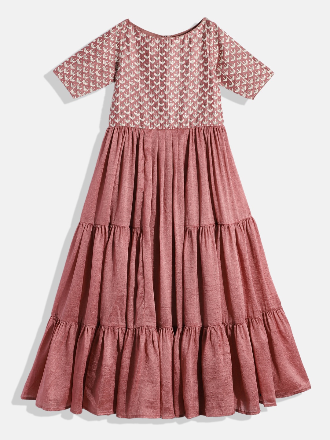 

Ethnovog Ethnic Motifs Embroidered Maxi Dress, Peach
