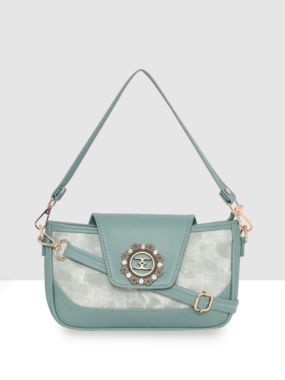 

ESBEDA Abstract Printed Structured Sling Bag, Green
