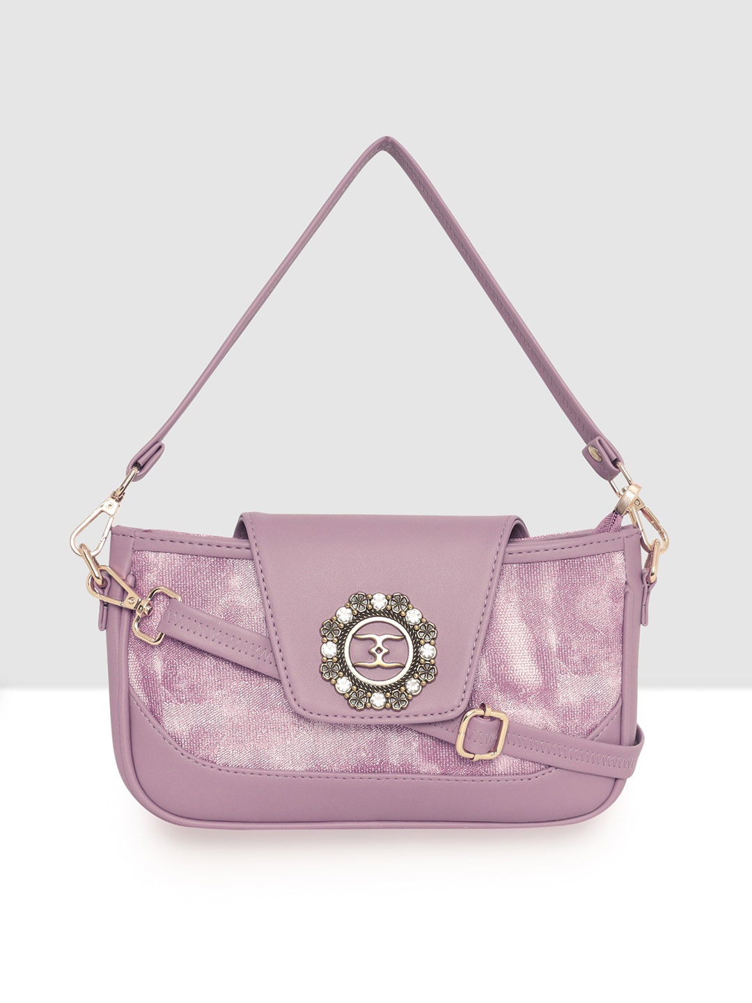 

ESBEDA Abstract Printed Embellished Structured Sling Bag, Pink