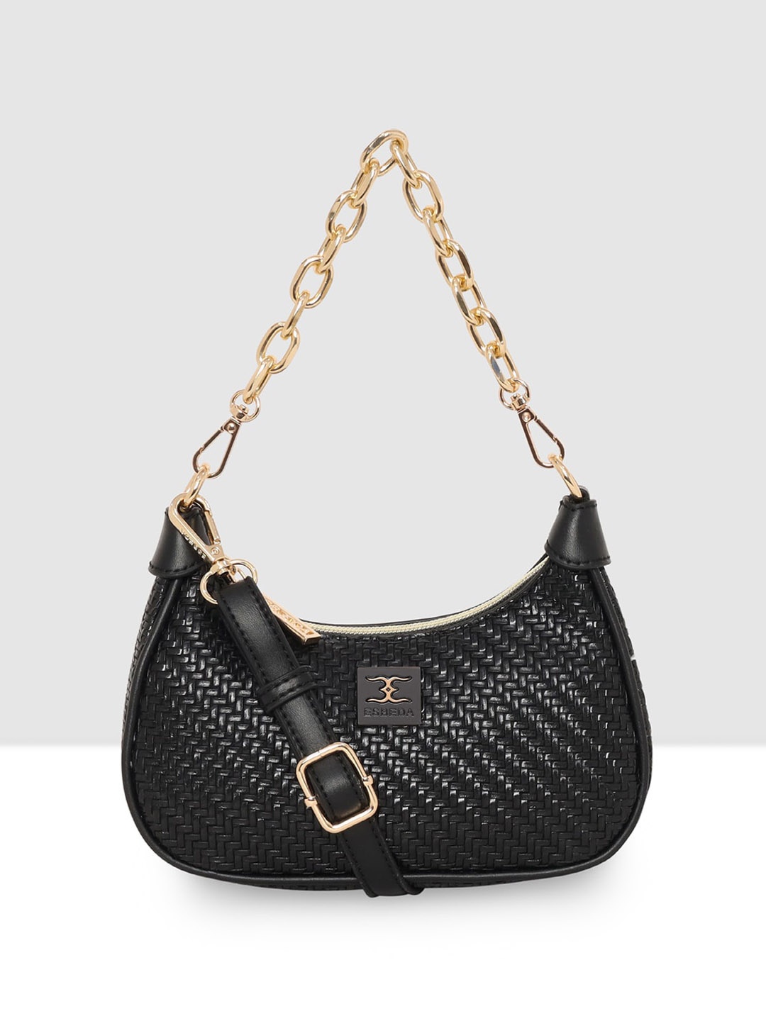 

ESBEDA Textured Moon Crescent Sling Bag, Black