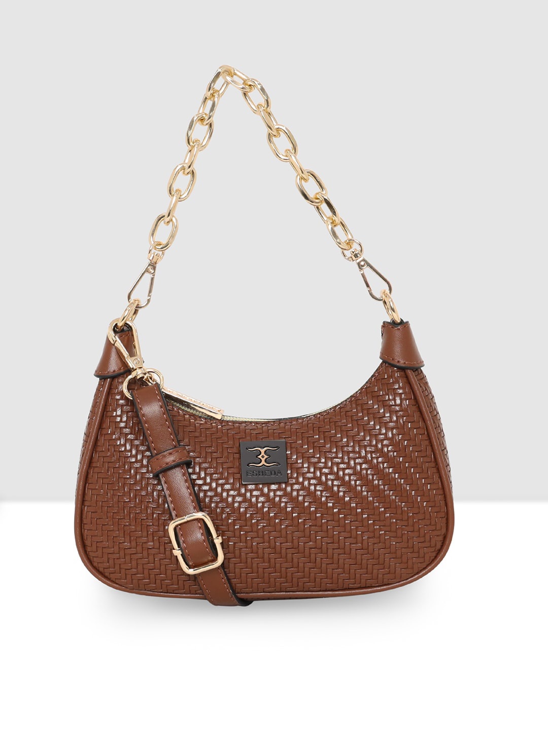 

ESBEDA Textured Moon Crescent Sling Bag, Brown