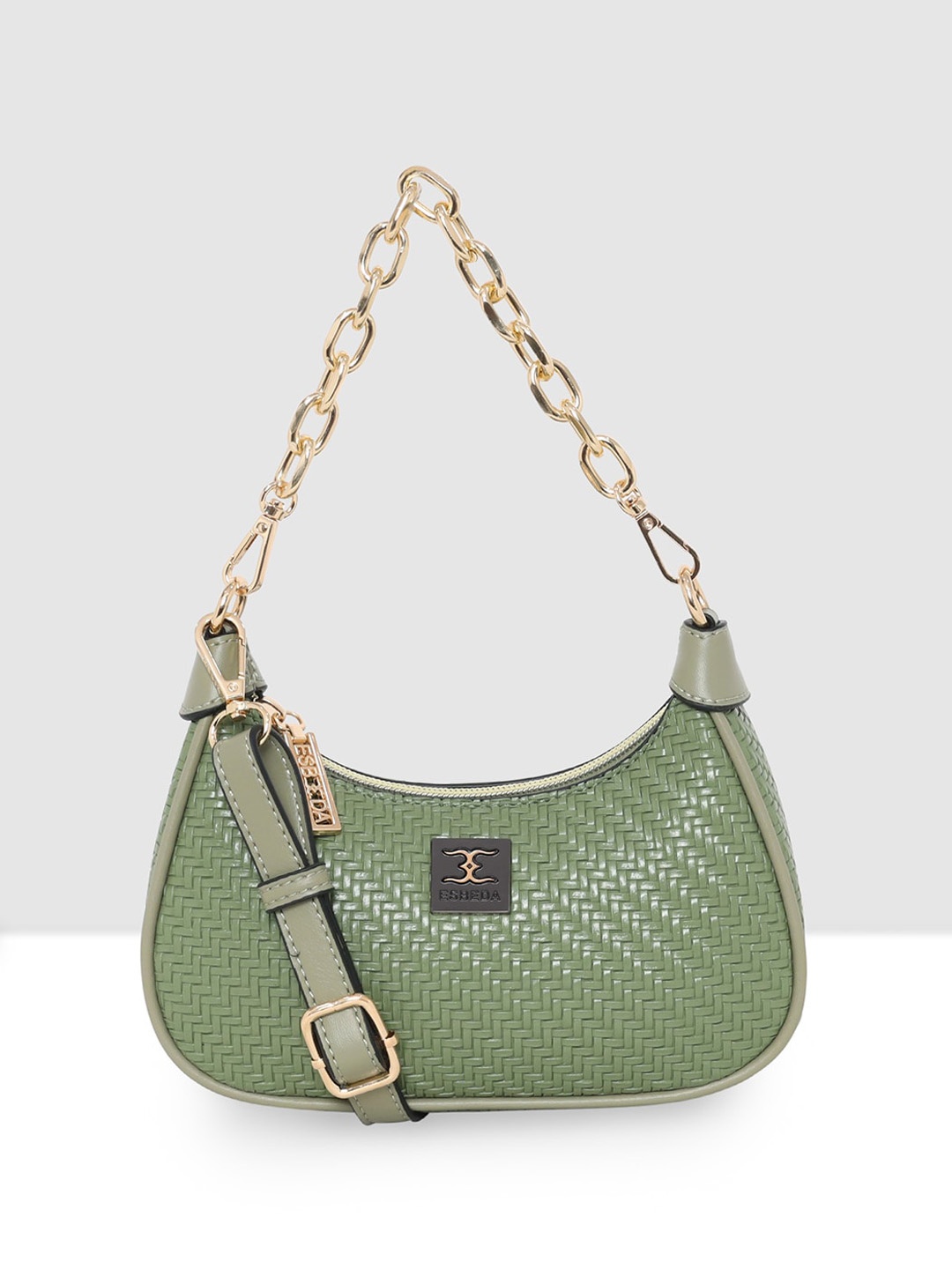 

ESBEDA Textured Moon Crescent Sling Bag, Green