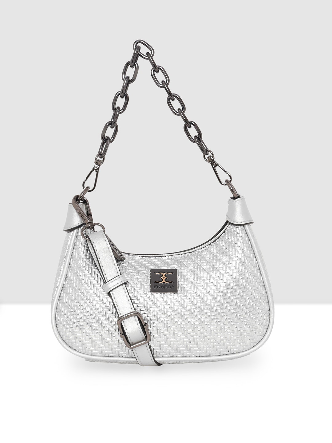 

ESBEDA Textured Moon Crescent Sling Bag, Silver