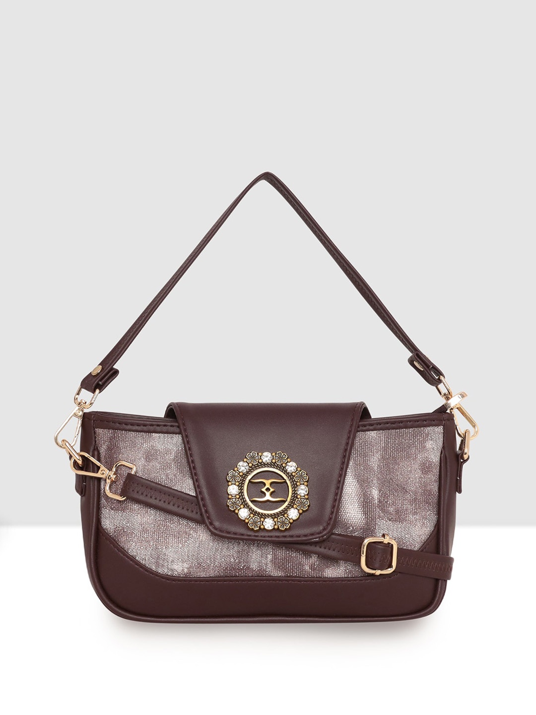 

ESBEDA Abstract Printed Structured Sling Bag, Brown