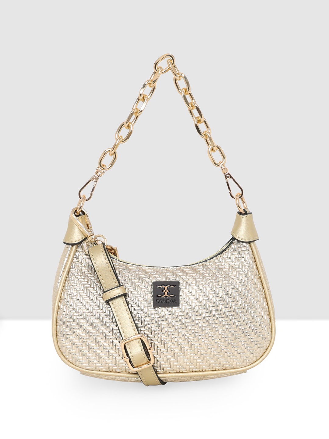 

ESBEDA Textured Moon Crescent Sling Bag, Gold