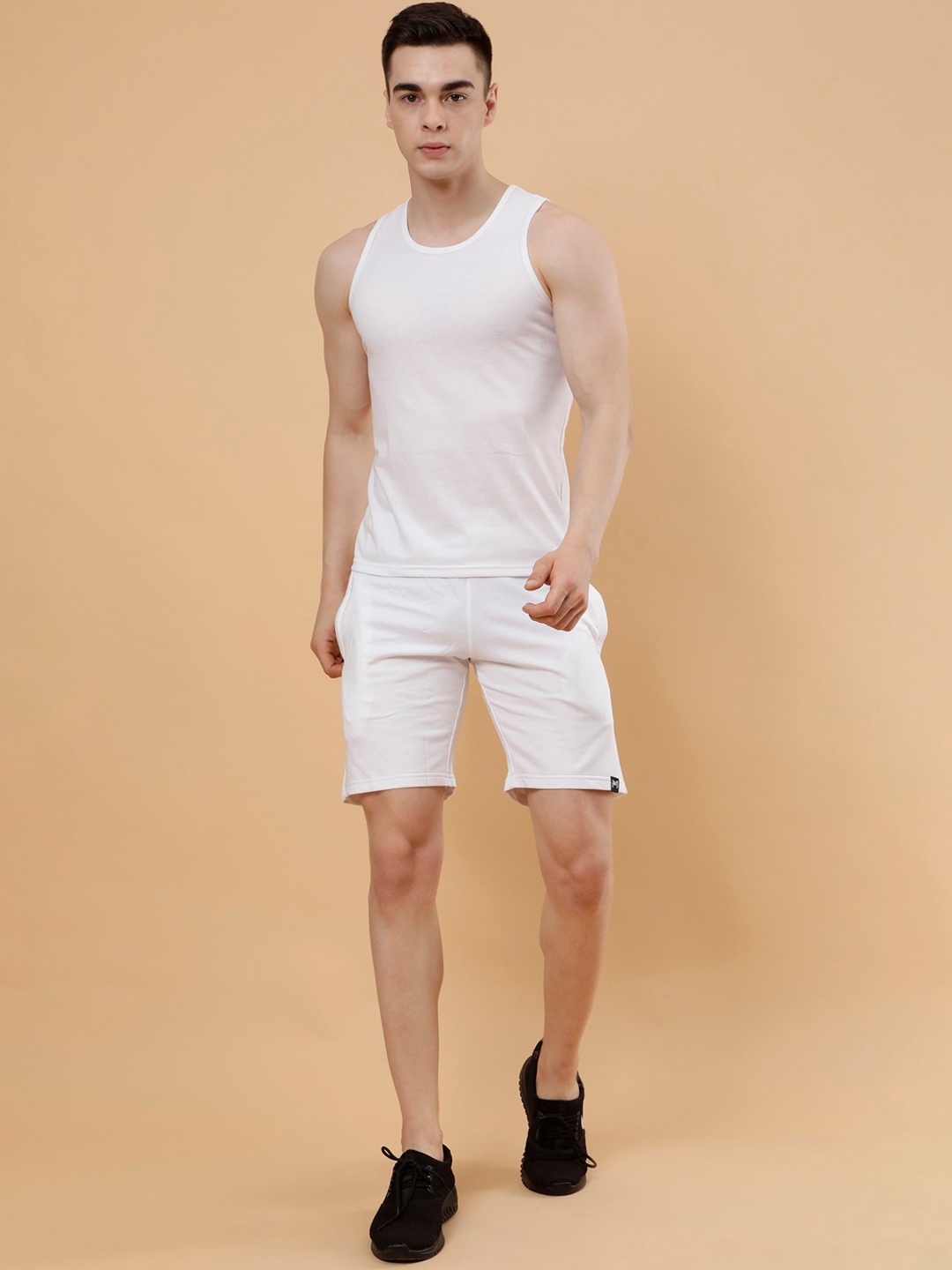 

PockMAN Regular Fit Pure Cotton Gym Vest, White