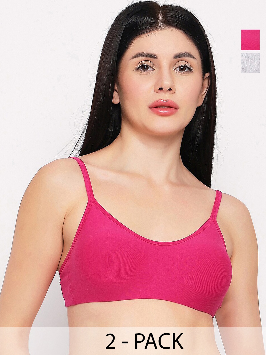 

TOFTY Pack Of 2 Full Coverage Non Padded Cotton Beginners Bras With All Day Comfort, Pink