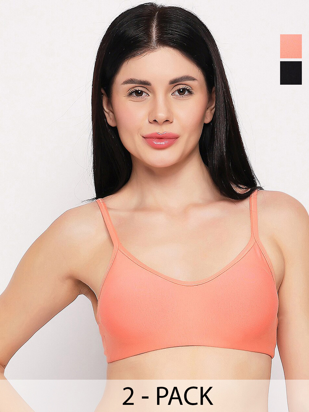 

TOFTY Pack of 2 Full Coverage Beginners Bra with All Day Comfort, Peach