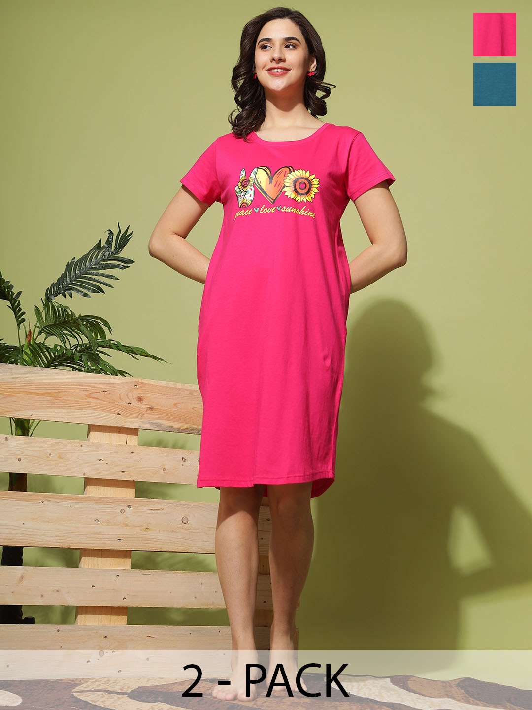 

9shines Label Printed Nightdress, Blue