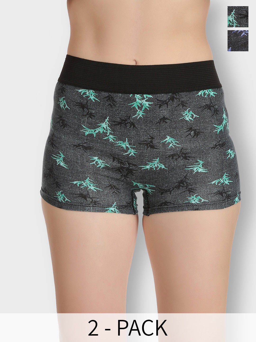 

SELFCARE Pack Of 2 Printed Cotton Tummy Control Boy Shorts Briefs SN2409, Blue