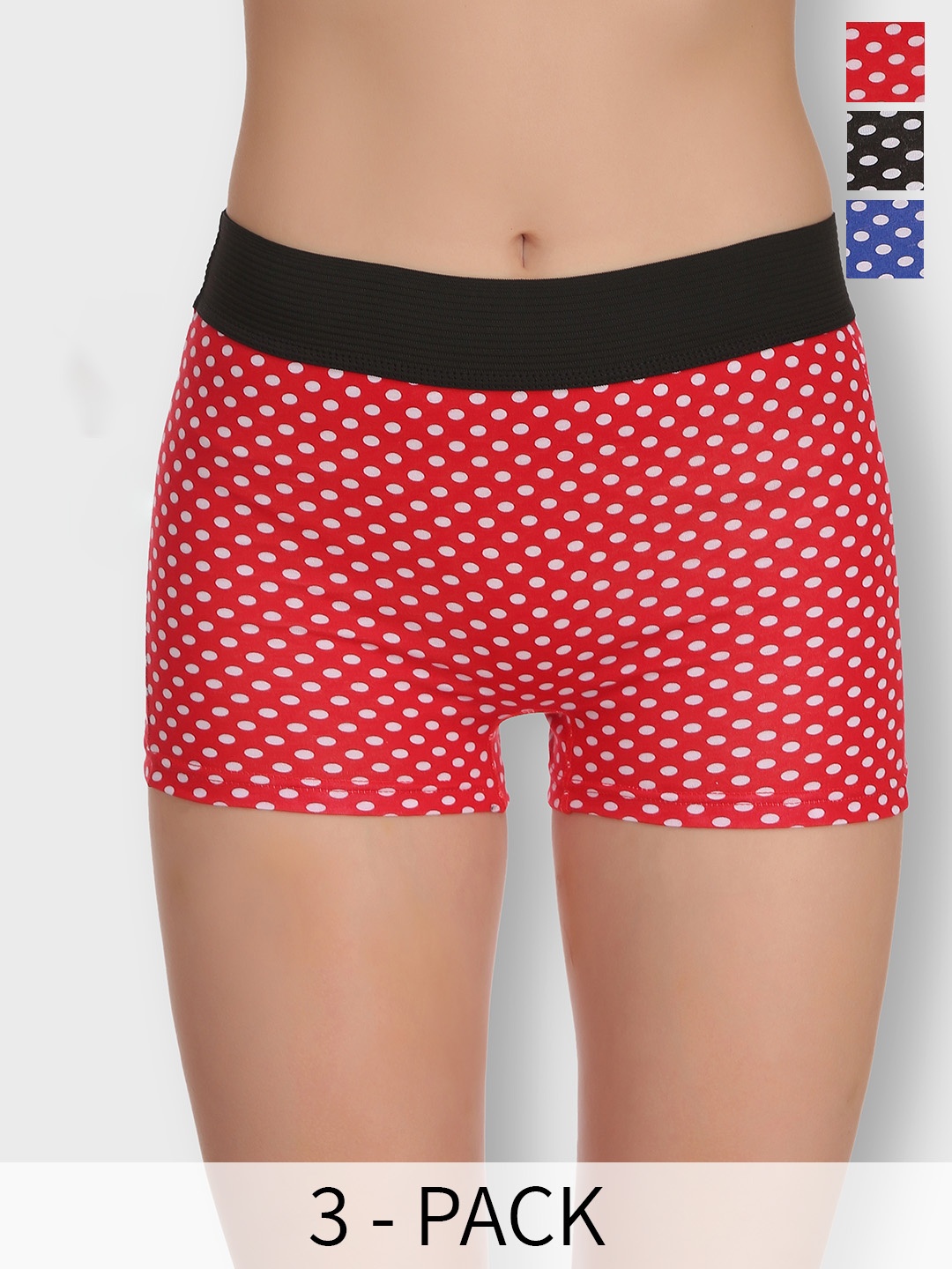 

SELFCARE Pack Of 3 Printed Cotton Tummy Control Boy Shorts Briefs SN2423, Blue