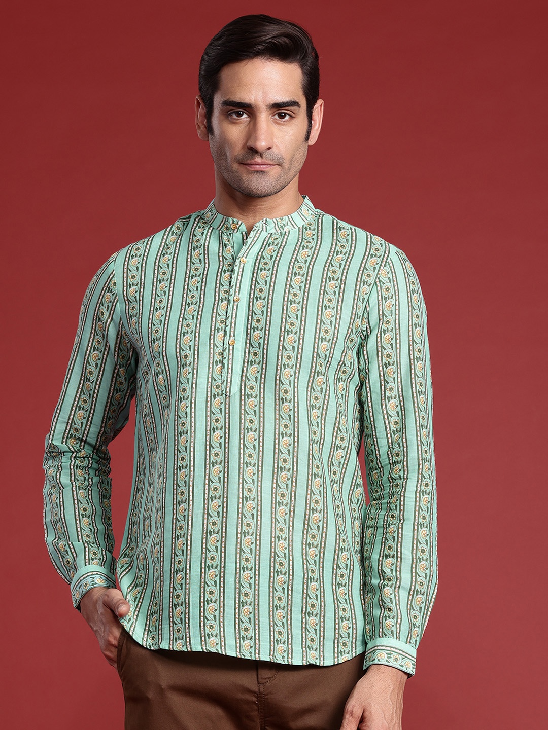 

Anouk Men Ethnic Motifs Printed Short Kurta, Blue