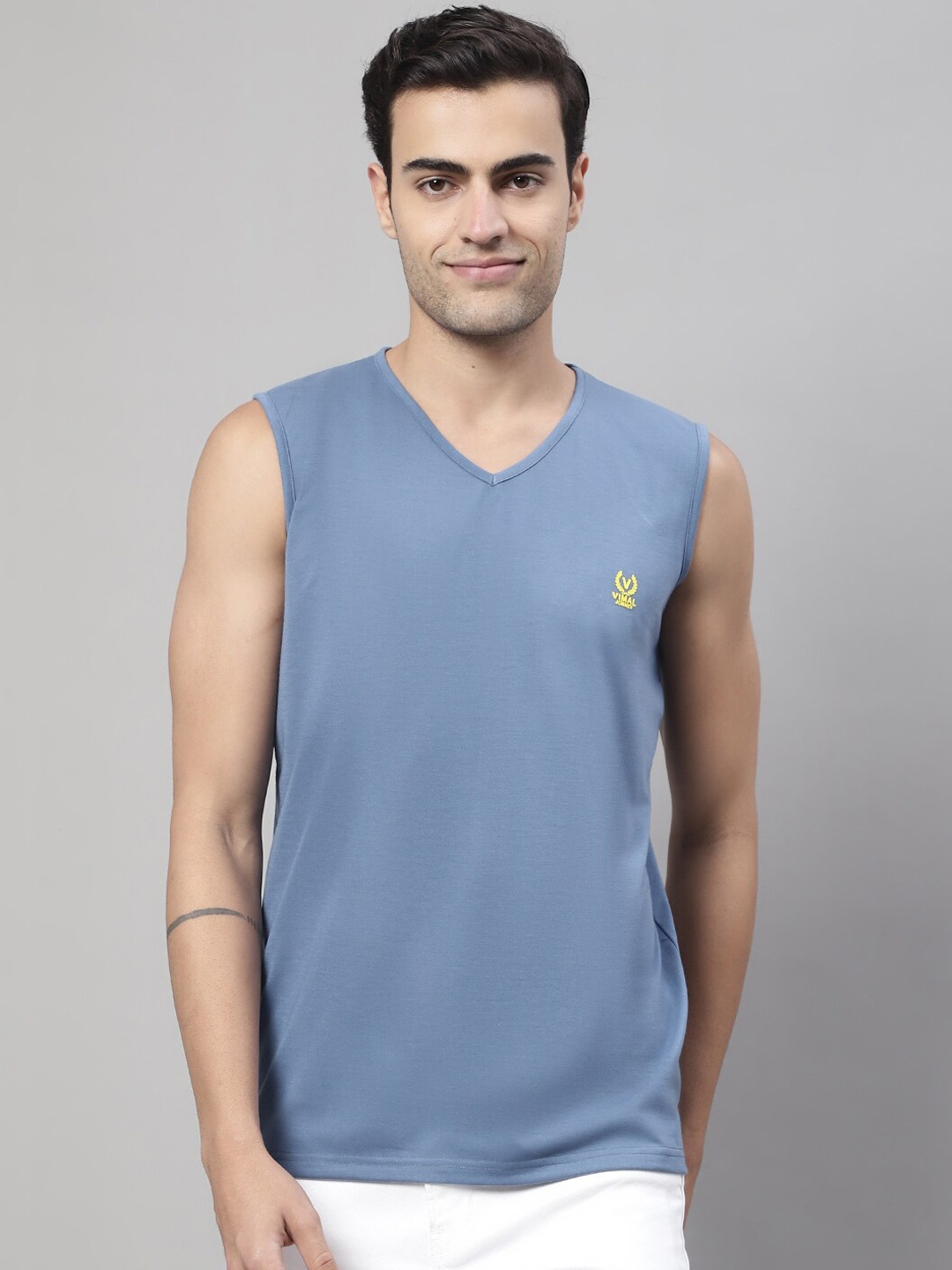 

VIMAL JONNEY Pure Cotton Gym Vest, Grey