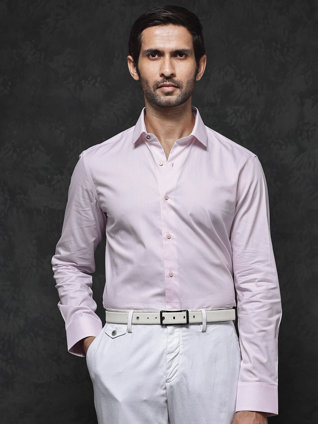 

RARE RABBIT Men Traf Regular Fit Spread Collar Long Sleeves Shirt, Pink