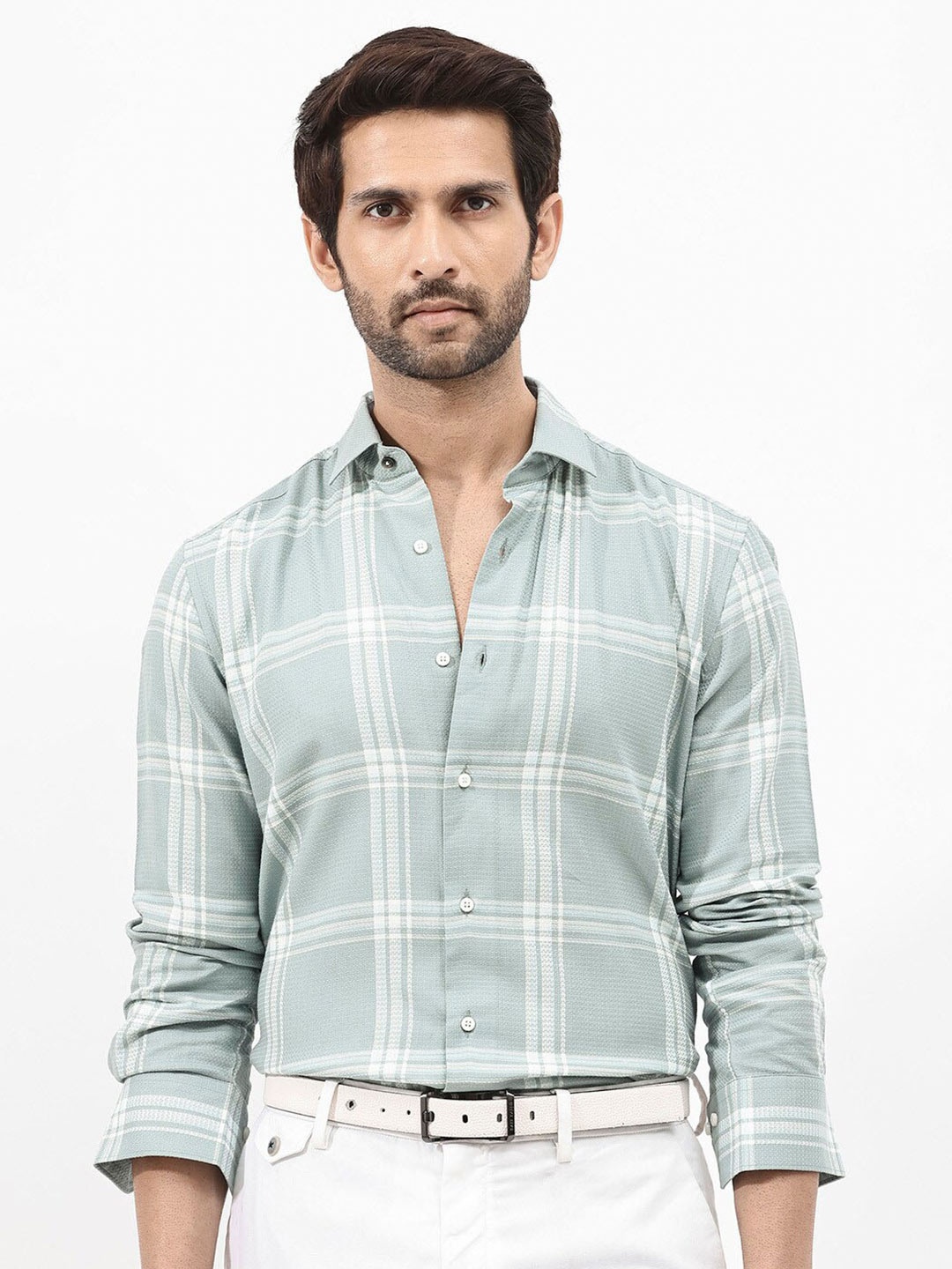 

RARE RABBIT Men Marvon Regular Fit Checked Shirt, Green