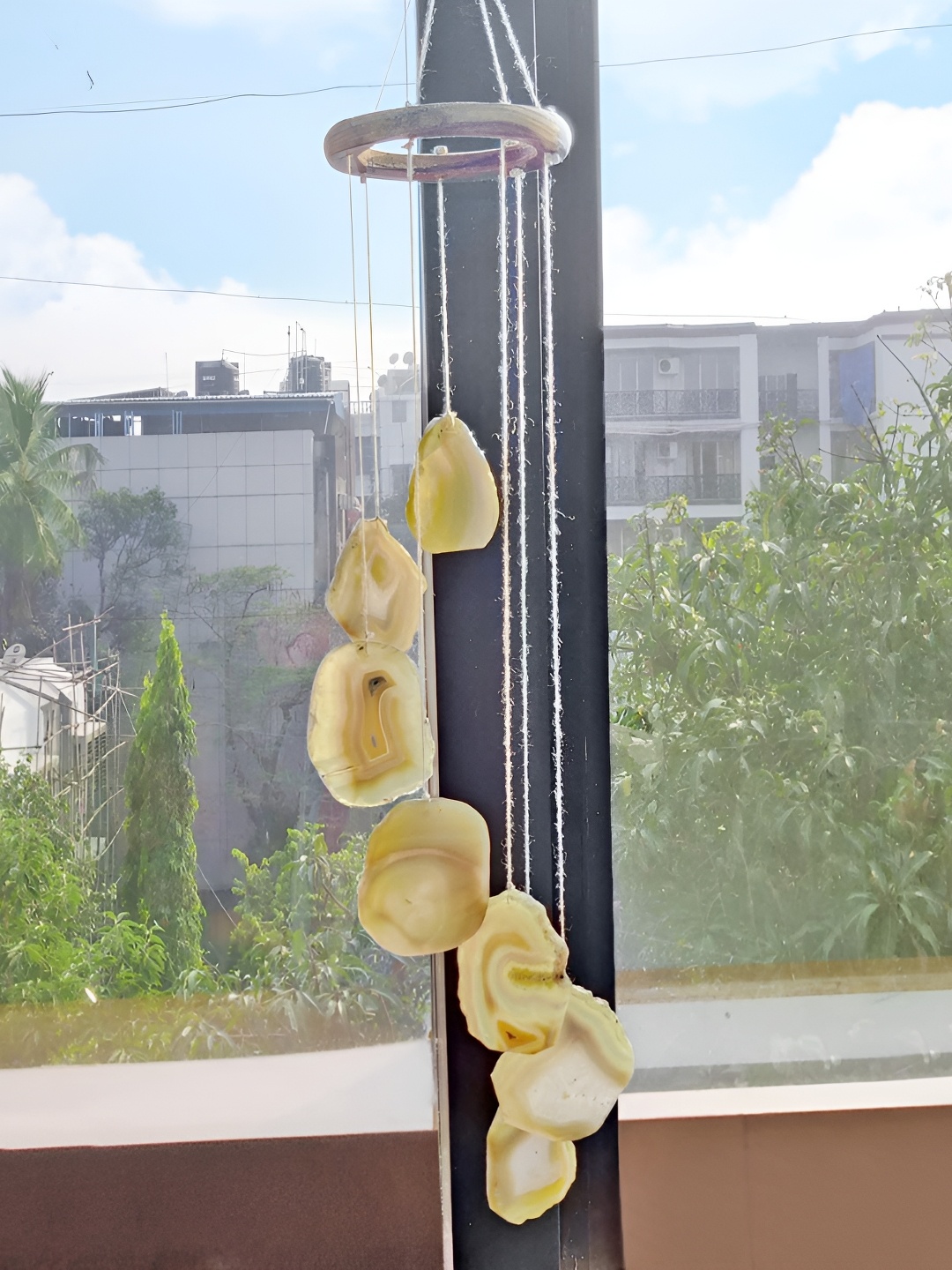 

Shubhanjali Yellow Agate Slice Wind Chime