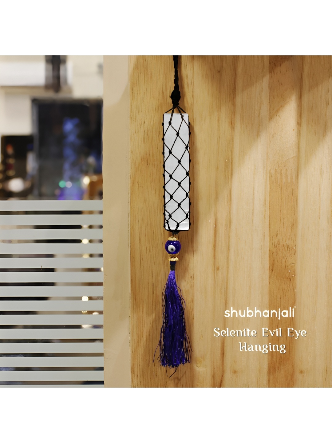 Shubhanjali Blue Selenite Evil Eye Wall Decor Hanging