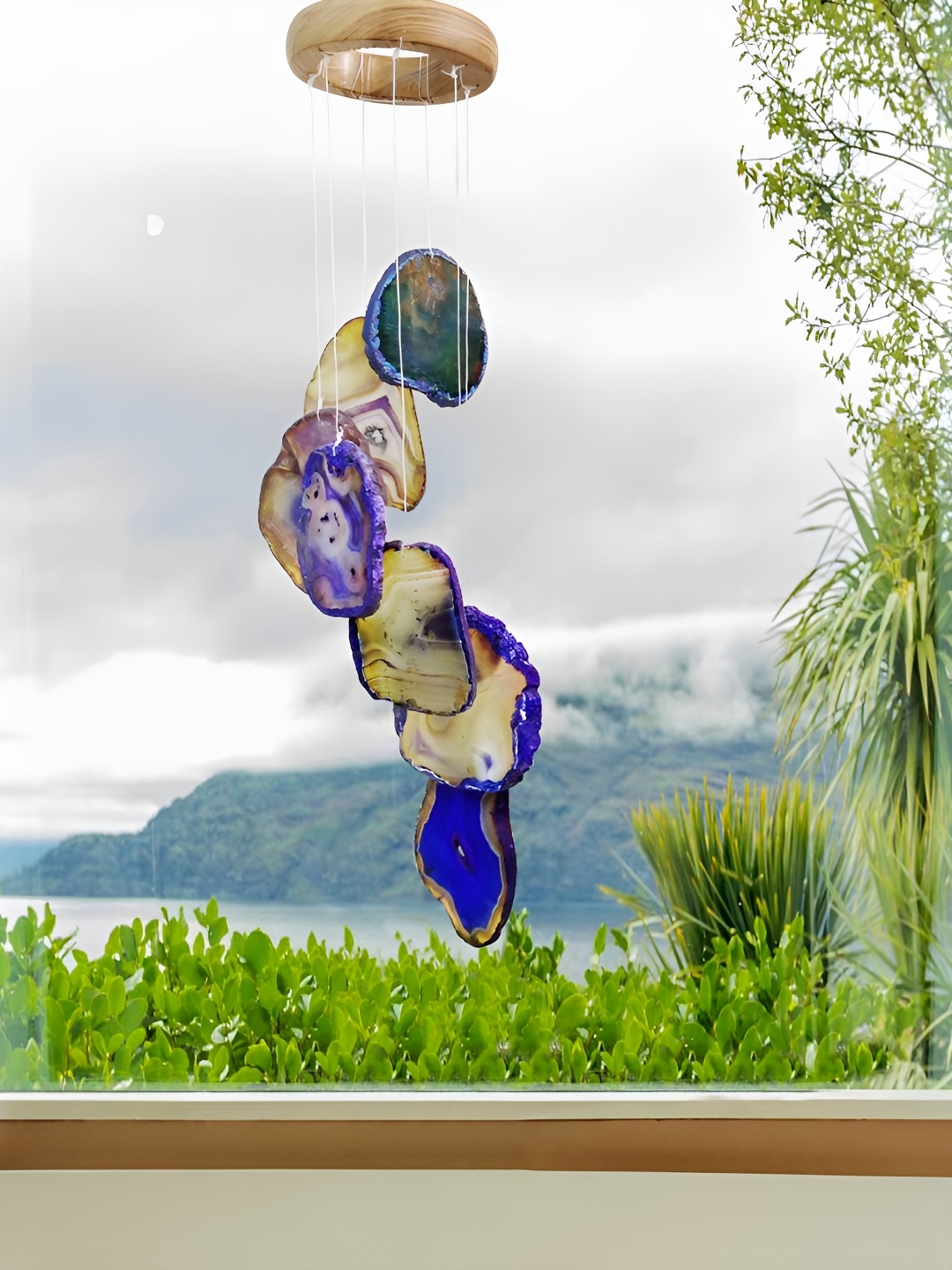

Shubhanjali Purple Agate Slice Wind Chime