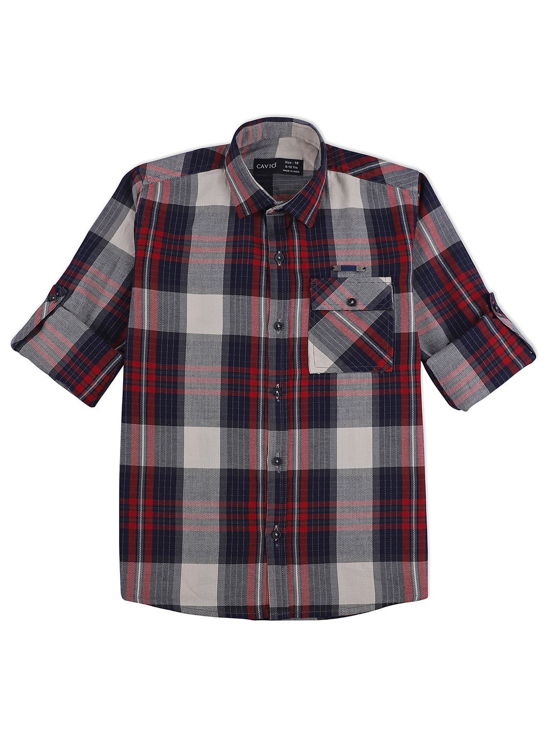 

CAVIO Boys Standard Tartan Checks Opaque Cotton Casual Shirt, Maroon